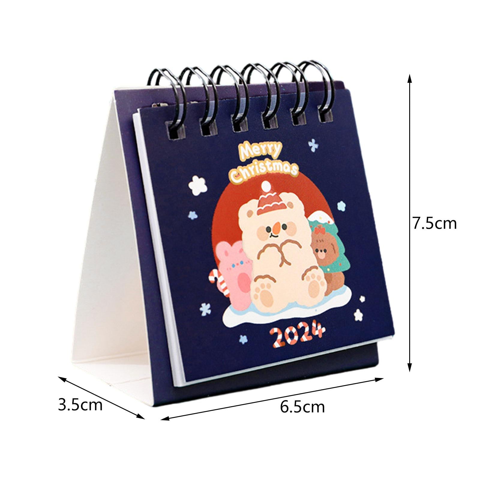 4xCute Standing Flip Desktop Calendar Twin Wire Binding Calendar for Household Blue