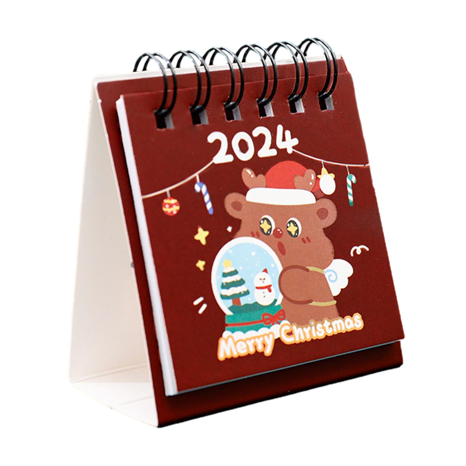 3xCute Standing Flip Desktop Calendar Twin Wire Binding Calendar for Household Red
