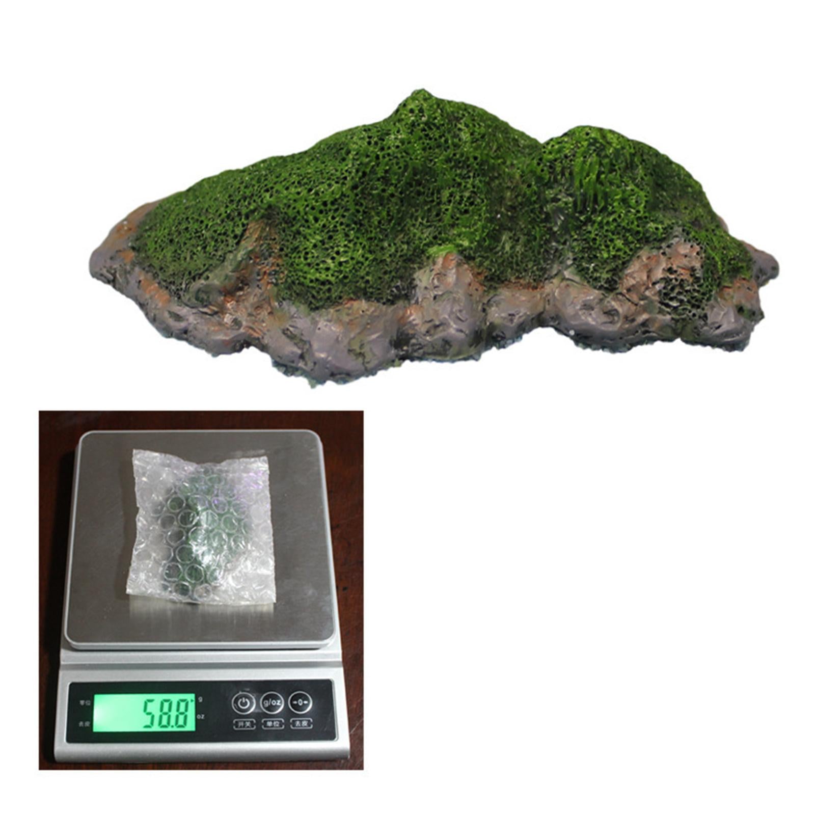 3xArtificial Mosses Rock Fake Fresh Green Mosses Covered Stone for Fish Tank