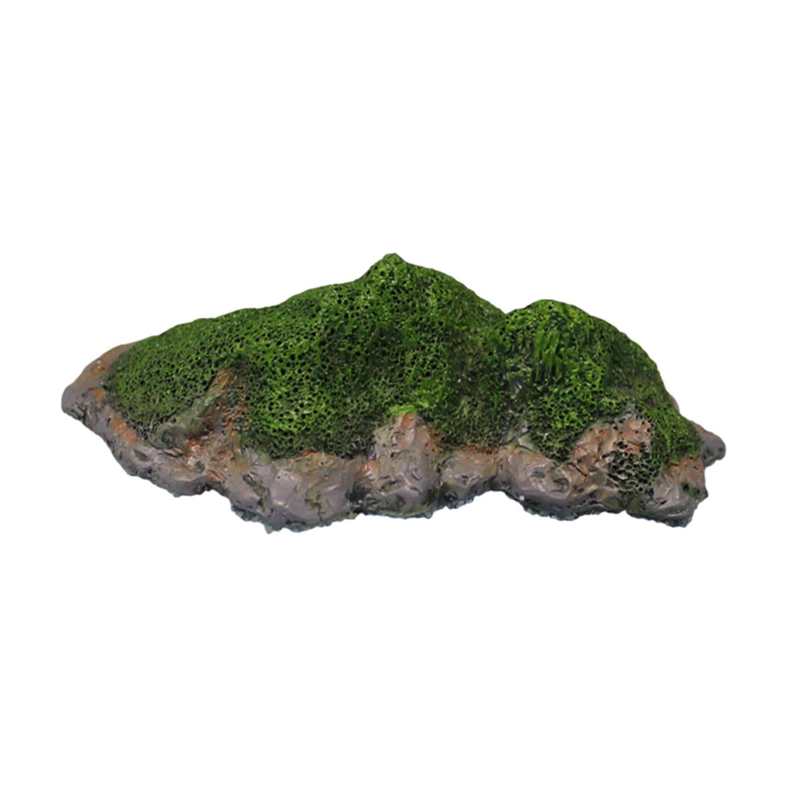 4xArtificial Mosses Rock Fake Fresh Green Mosses Covered Stone for Fish Tank