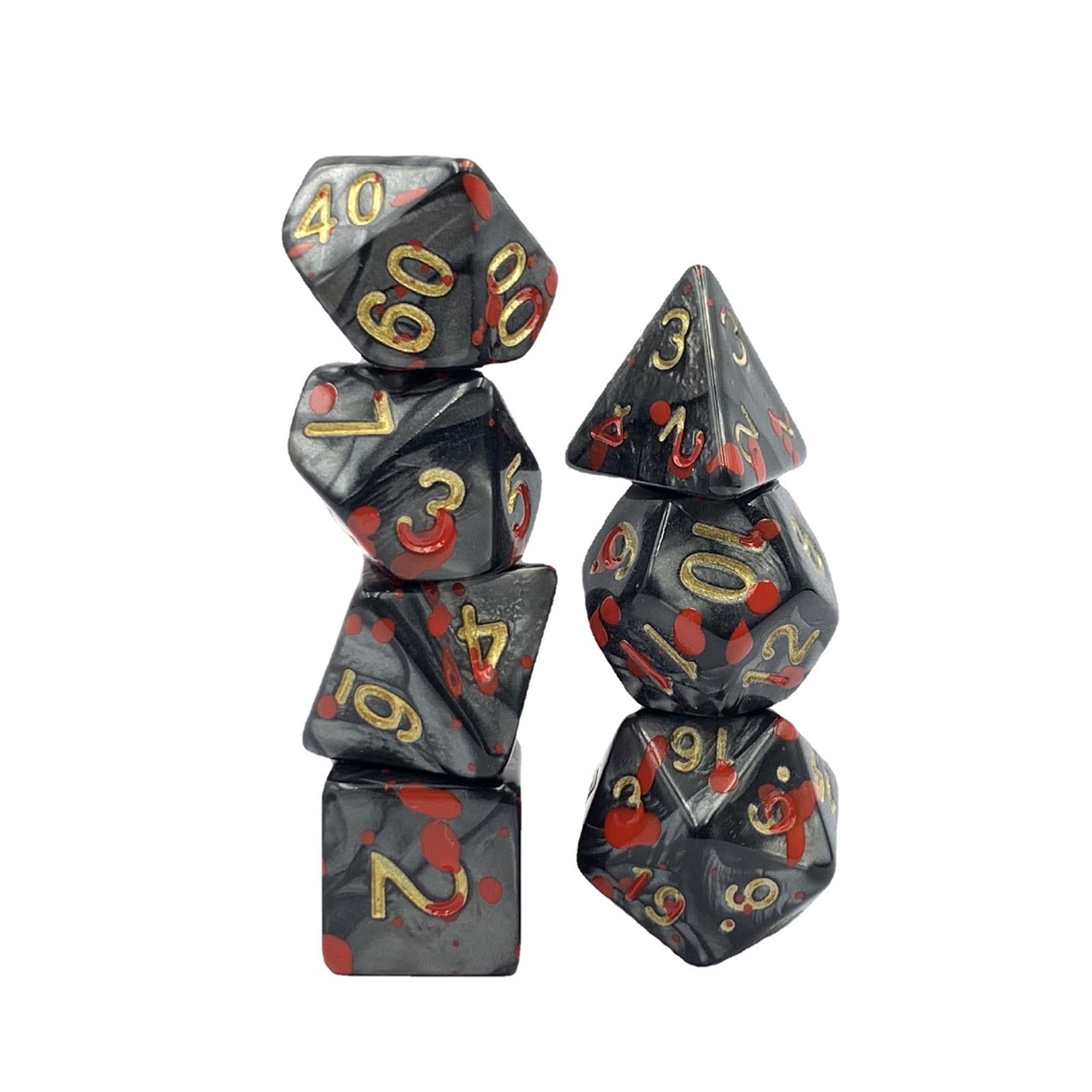 4x7 Pieces Polyhedral Dices Set Entertainment Toy for Party Game Tabletop Game Black Red