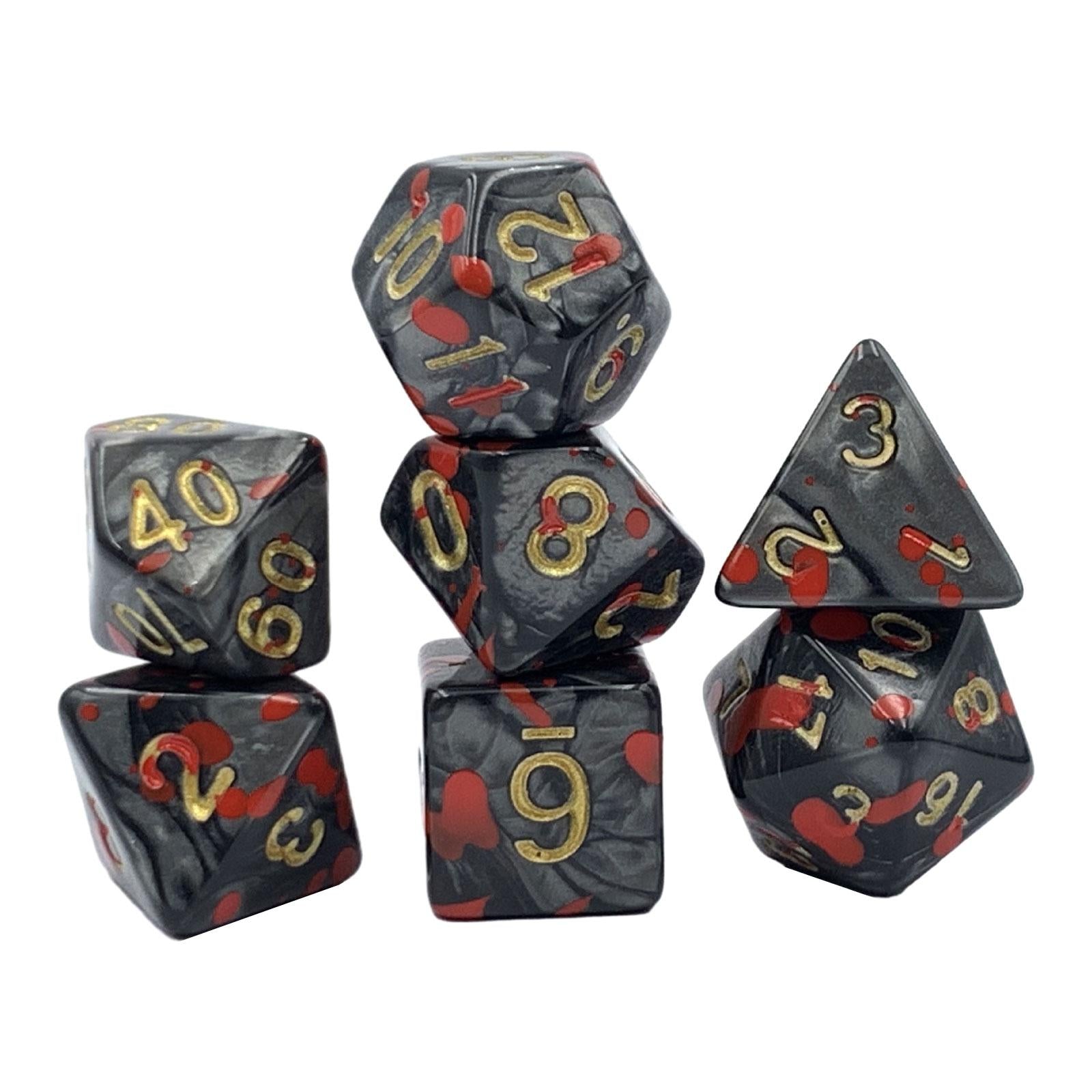 2x7 Pieces Polyhedral Dices Set Entertainment Toy for Party Game Tabletop Game Black Red