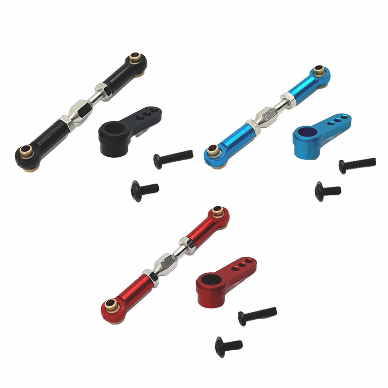3xRC Steering Linkage Set Professional Metal Steering Rod for 16207 Trucks Red