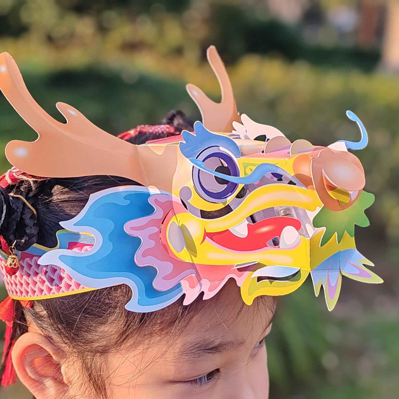 Chinese Dragon Hat Ornament Costume Headgear Lantern Festival Paper Headgear Style B