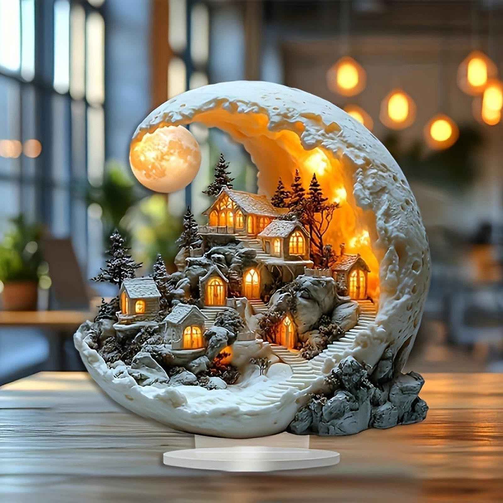House Acrylic Ornament Christmas Decoration Collectibles for Bookshelf Study