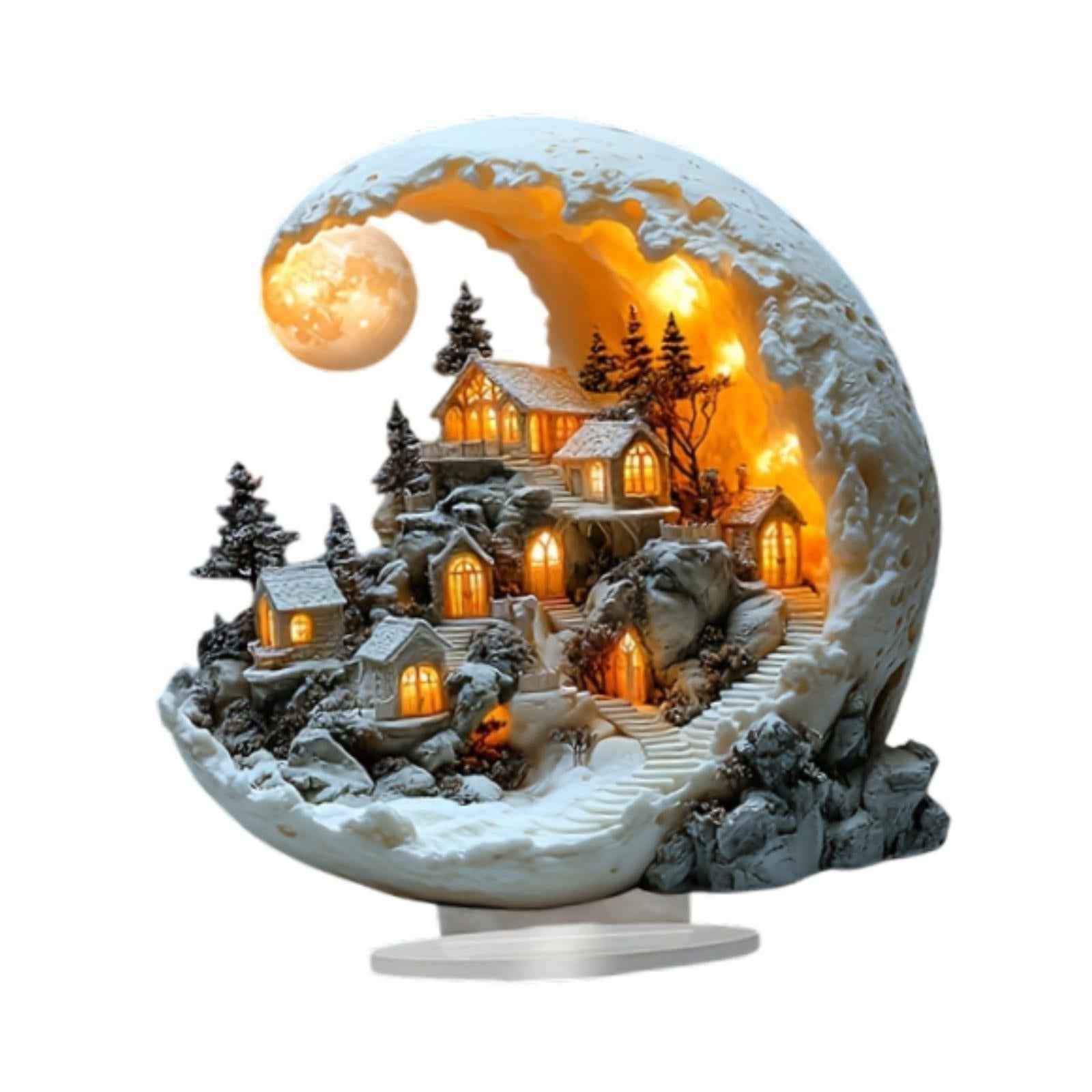 House Acrylic Ornament Christmas Decoration Collectibles for Bookshelf Study