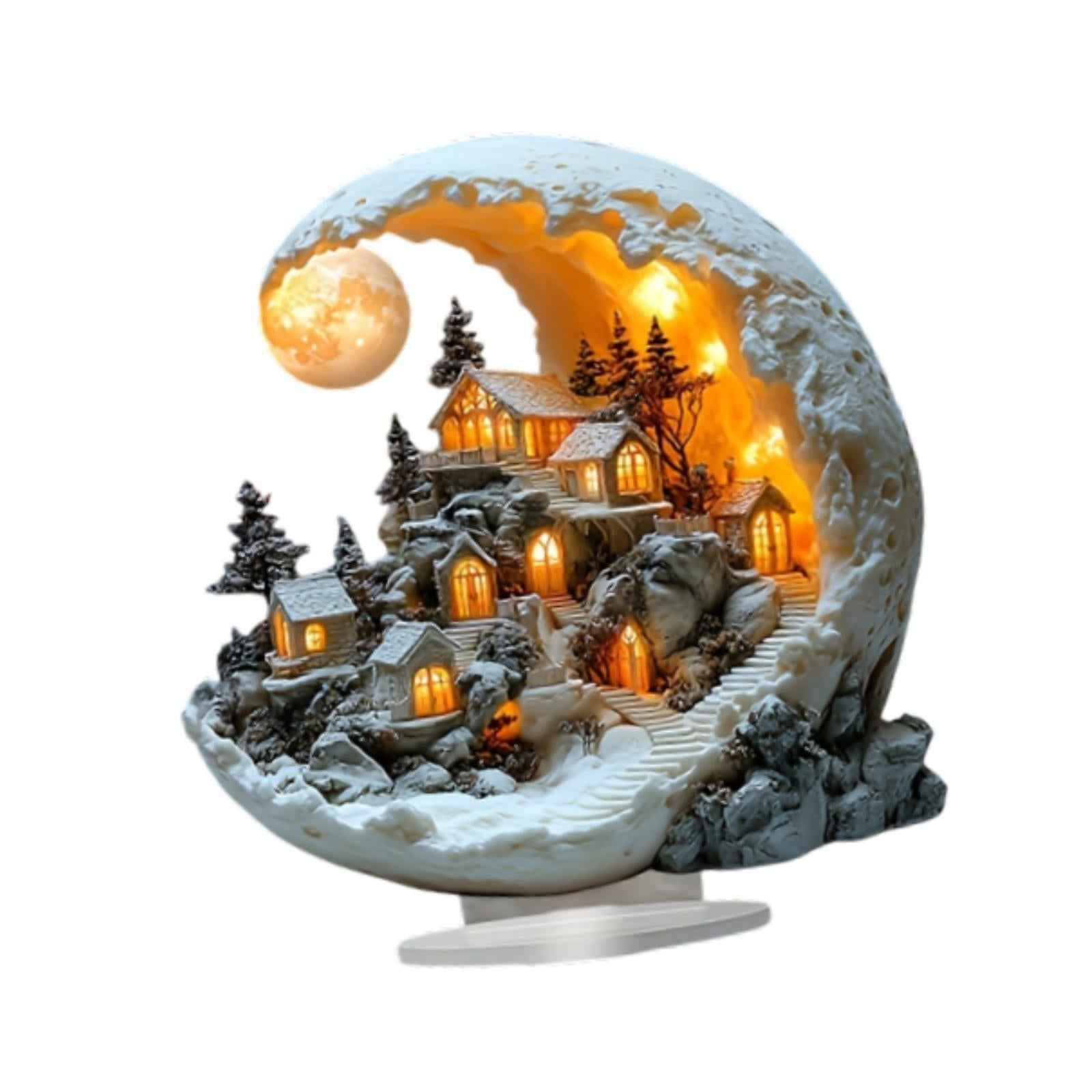 House Acrylic Ornament Christmas Decoration Collectibles for Bookshelf Study