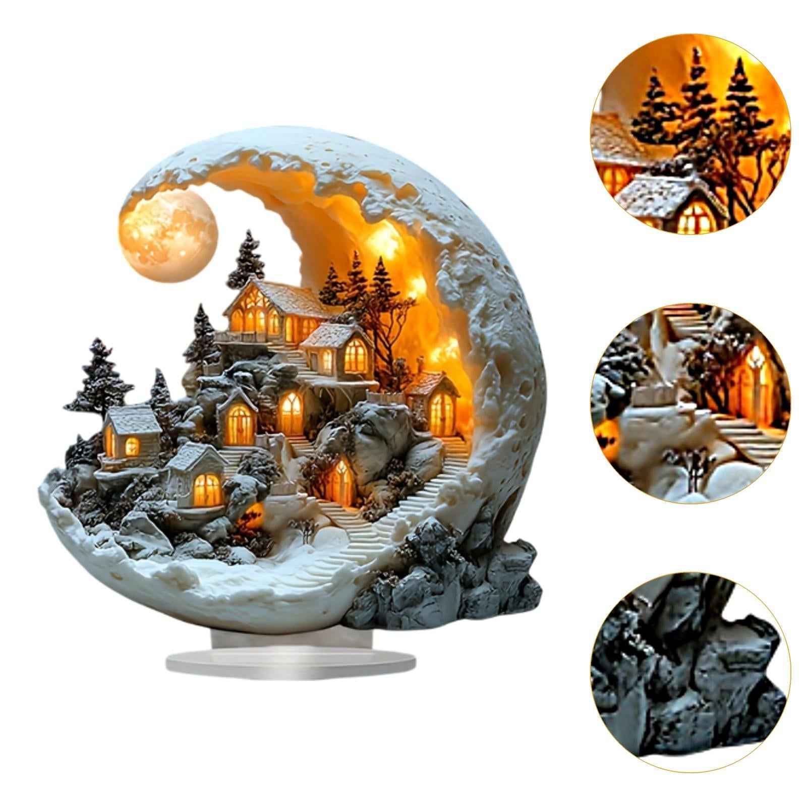 House Acrylic Ornament Christmas Decoration Collectibles for Bookshelf Study