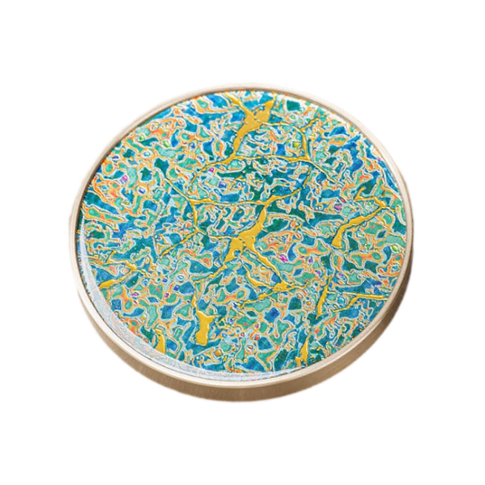 Coaster Gift Heat Resistant Lacquerware Wood Ornament for Bar Home Green and Yellow