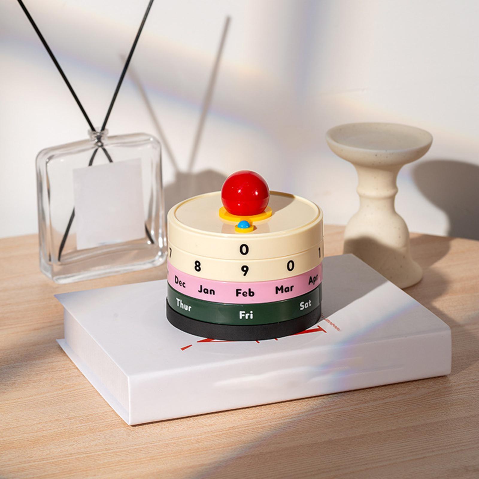 Desk Calendar Small Cute Standing Perpetual Calendar for Office Home Teacher beige