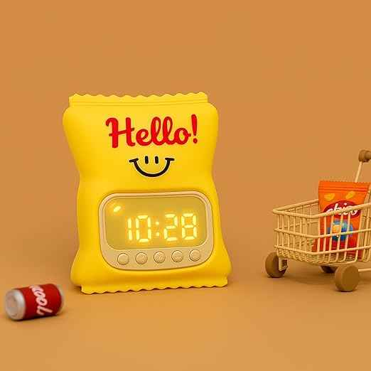 LED Digital Alarm Clock with night light, snooze, timer, and temperature display—fun cartoon style for kids’ rooms and home.