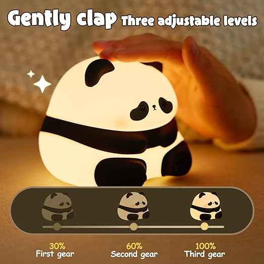 Cute Panda Touch Night Lamp with soft silicone design and rechargeable LED lighting—perfect for toddlers’ rooms, romantic ambiance, and Valentine’s gifting.
