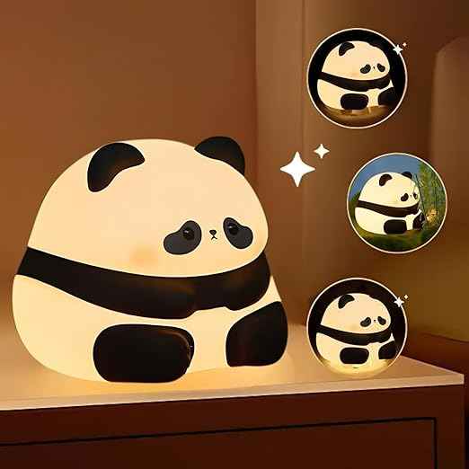 Cute Panda Touch Night Lamp with soft silicone design and rechargeable LED lighting—perfect for toddlers’ rooms, romantic ambiance, and Valentine’s gifting.
