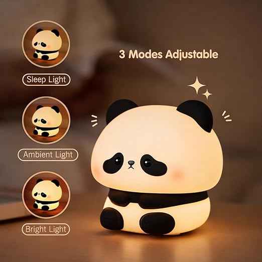 Panda Shape Silicone Night Lamp – USB Rechargeable 7-Color Touch LED Light for Bedroom, Kids & Love Gift