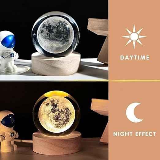3D Crystal Ball Space Lamp and Crystal Moon Lamp USB Powered Night Lights(Combo )