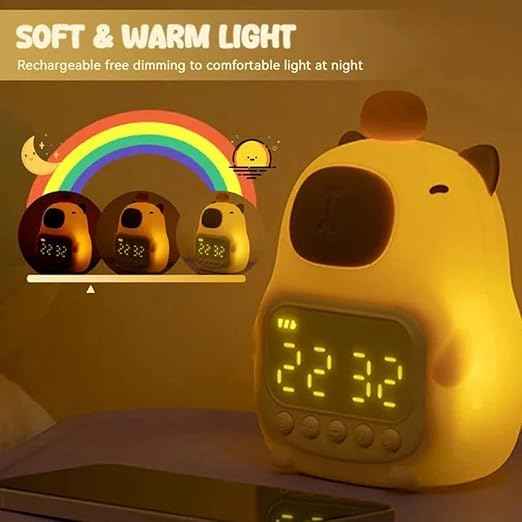 Bear Style Digital Bedside Clock with LED display, night lamp, snooze alarm, timer, and temperature function – suitable for kids’ rooms and home décor.