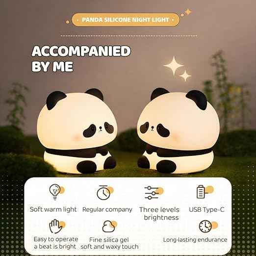 Panda Shape Silicone Night Lamp – USB Rechargeable 7-Color Touch LED Light for Bedroom, Kids & Love Gift