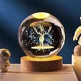 Decorative 3D Deer Crystal Ball Night Lamp with Wooden Base – USB LED Light (Warm White)