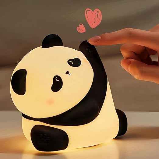 Panda-Themed LED Night Light with soft silicone, 7-color changing lights, and USB rechargeable—great for kids’ rooms or as a cute gift.