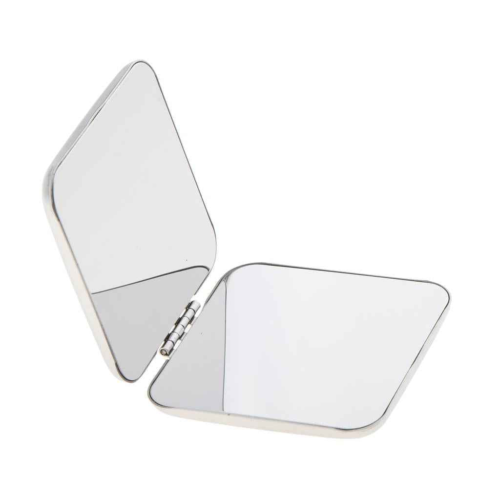 Premium Quality Pocket Mini Square Compact FULL STAINLESS STEEL Cosmetic Foldable Makeup Mirror Magnifying Mirror 2 Sides Will not Break into Pieces