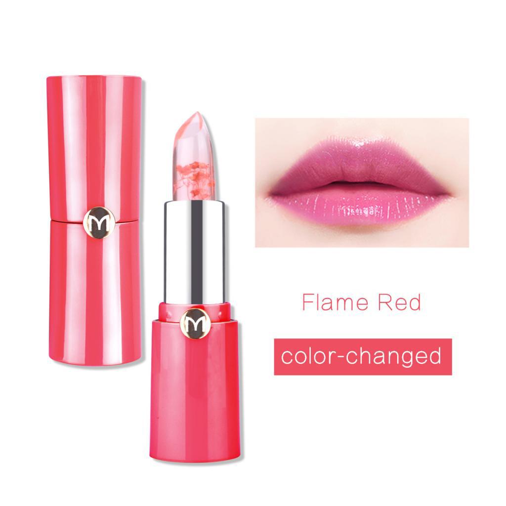 Clear Jelly Temperature Change Color Lipstick Flower Inside Pink Shade Set