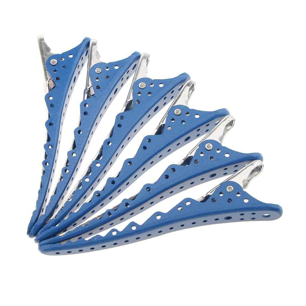 6 Pieces Hairdressing Salon Sectioning Clamp Hair Clips Hairpins Grip Blue