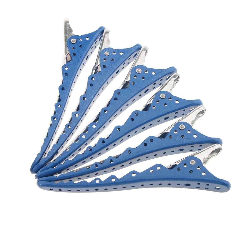 6 Pieces Hairdressing Salon Sectioning Clamp Hair Clips Hairpins Grip Blue