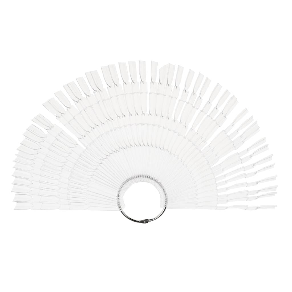 2x50 Piece Fan-Shaped False Nail Art Polish Gel Display Chart 150 Tips Clear