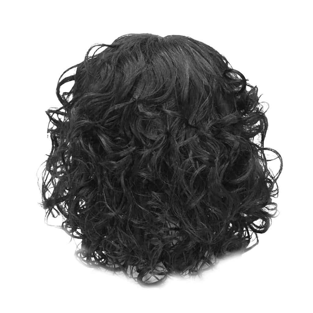 14" Elegant Women Short Fluffy Kinky Wavy Curly Synthetic Hair Wigs Black
