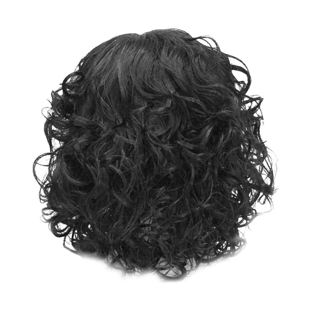 14" Elegant Women Short Fluffy Kinky Wavy Curly Synthetic Hair Wigs Black
