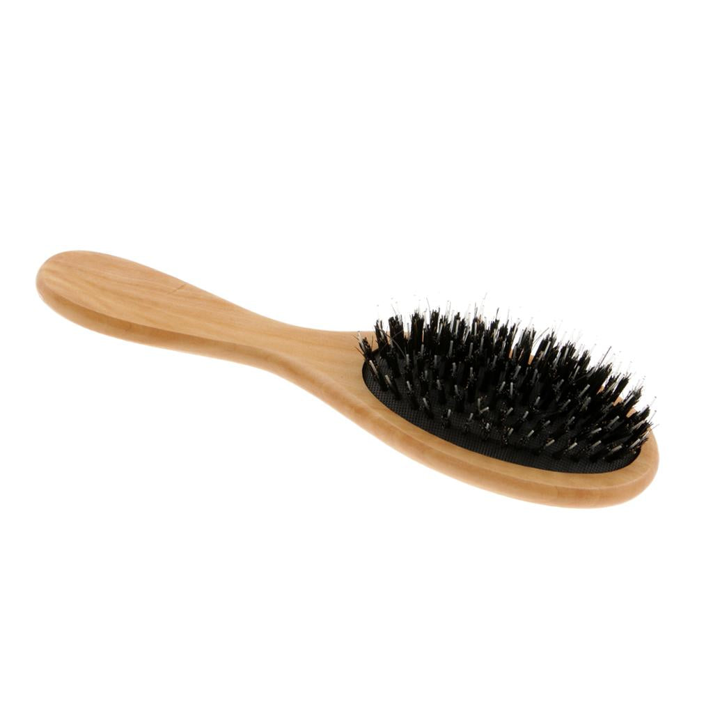 2xWooden Hair Brush Paddle Hairbrush Thick Curly Hair Detangler Scalp Massage
