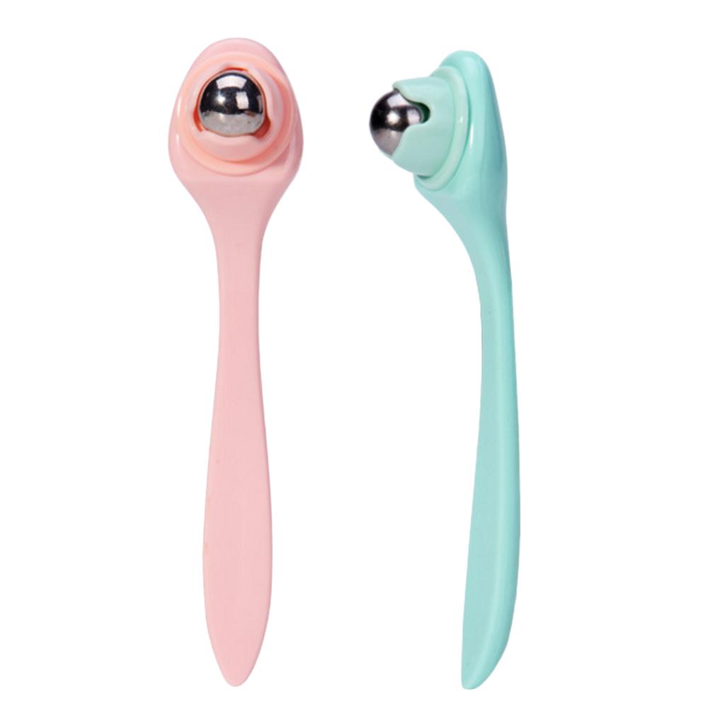 3x2Pieces Eye Massager Roller Wand Stainless Steel Roll-on Ball Skin Care Tool