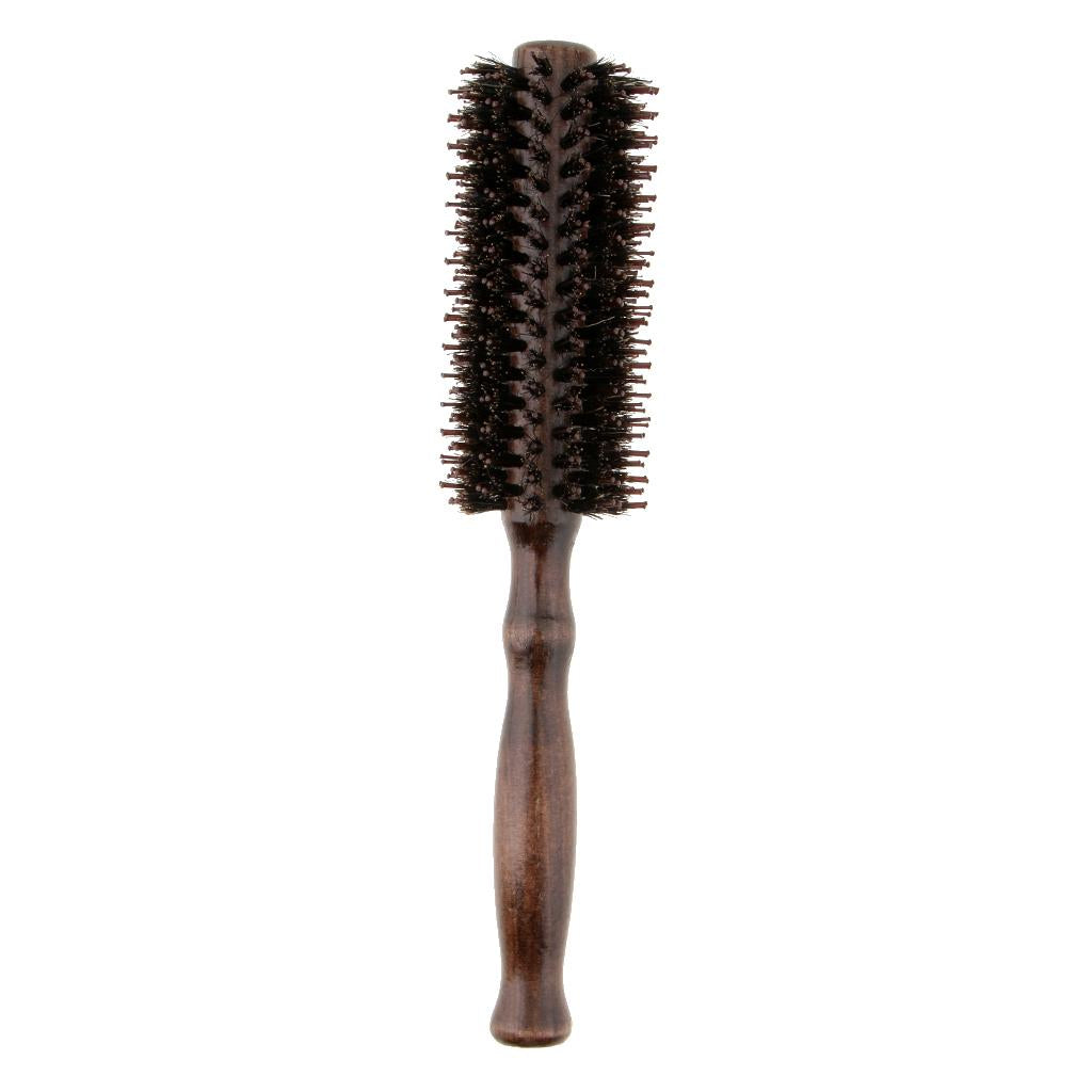3xRound Wood Handle Hairbrush Barber Hairdressing Curling Hair Comb Brush 14 Rows