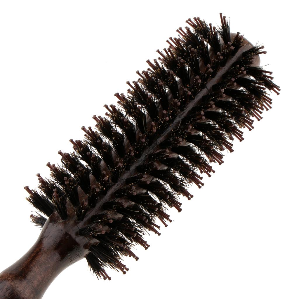 4xRound Wood Handle Hairbrush Barber Hairdressing Curling Hair Comb Brush 14 Rows