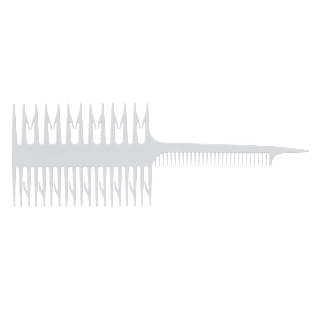 4xSalon 3-Way Weaver Weaving Comb Hair Dyeing Sectioning Highlighting White