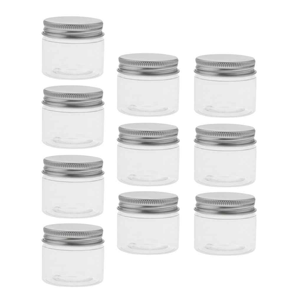 10pcs Empty Cosmetic Pots Lip Balm Container Jar Aluminum Cap Tins 50ml