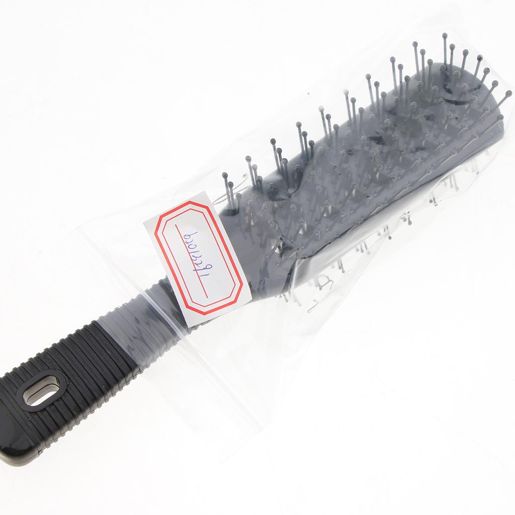 4x2 Side Vented 9 Row Styling Hairbrush Detangler Comb for Wet Black