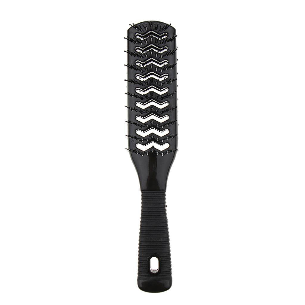 4x2 Side Vented 9 Row Styling Hairbrush Detangler Comb for Wet Black