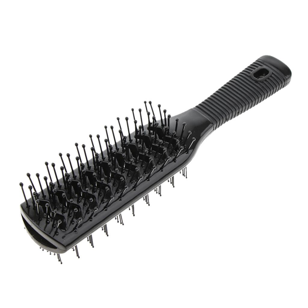 4x2 Side Vented 9 Row Styling Hairbrush Detangler Comb for Wet Black