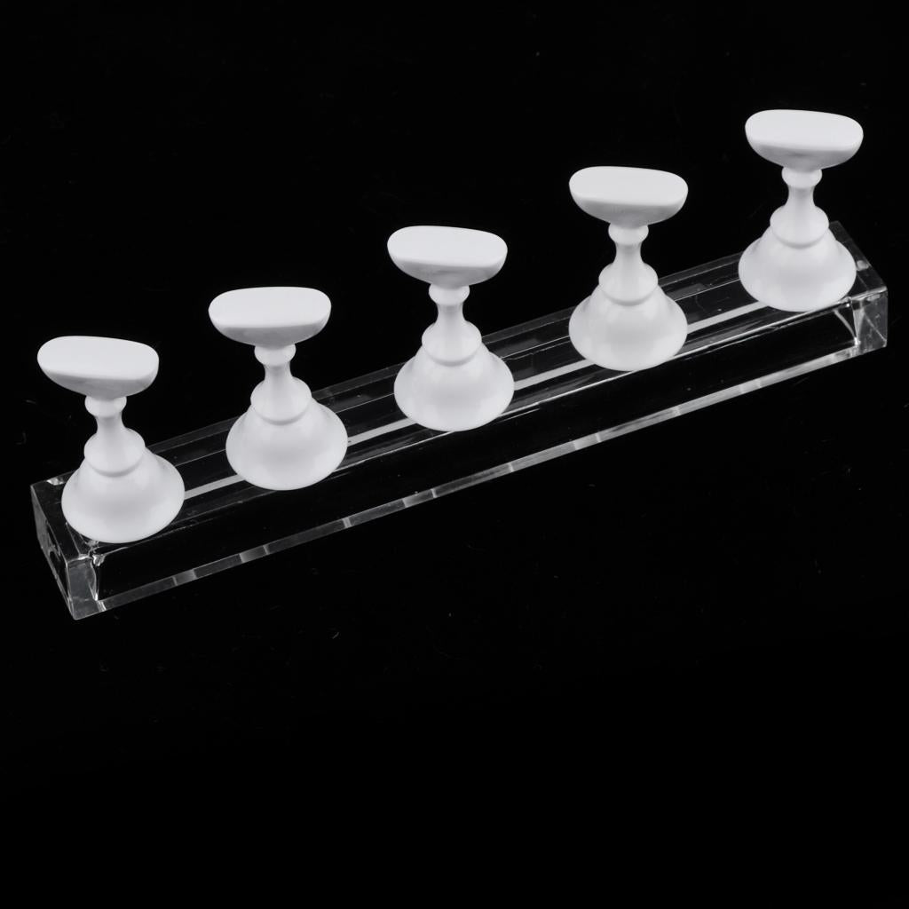 4xTop False Tips Display Stand Training Practice Holder Nail Art Accessories White