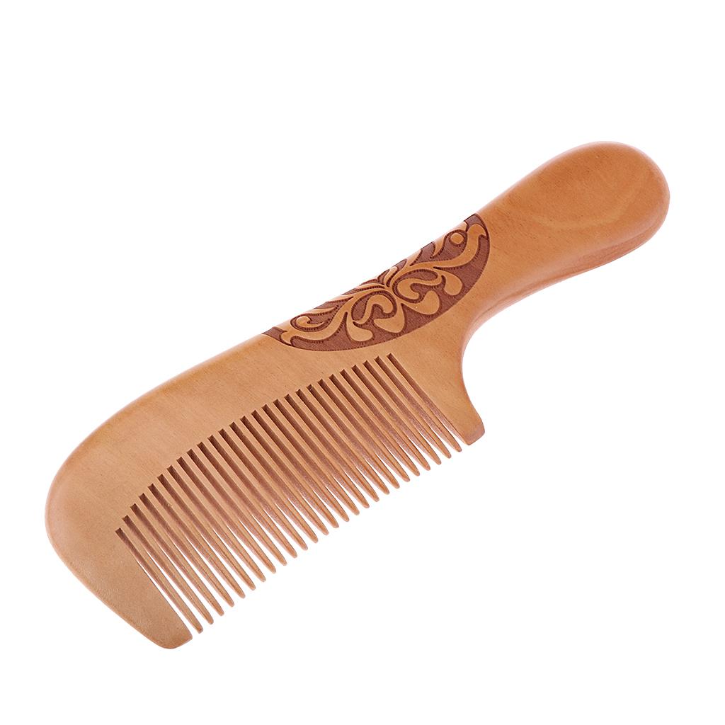 4xWood Fine Tooth Anti-static Mahogany Comb Scalp Massage Wooden Combs H