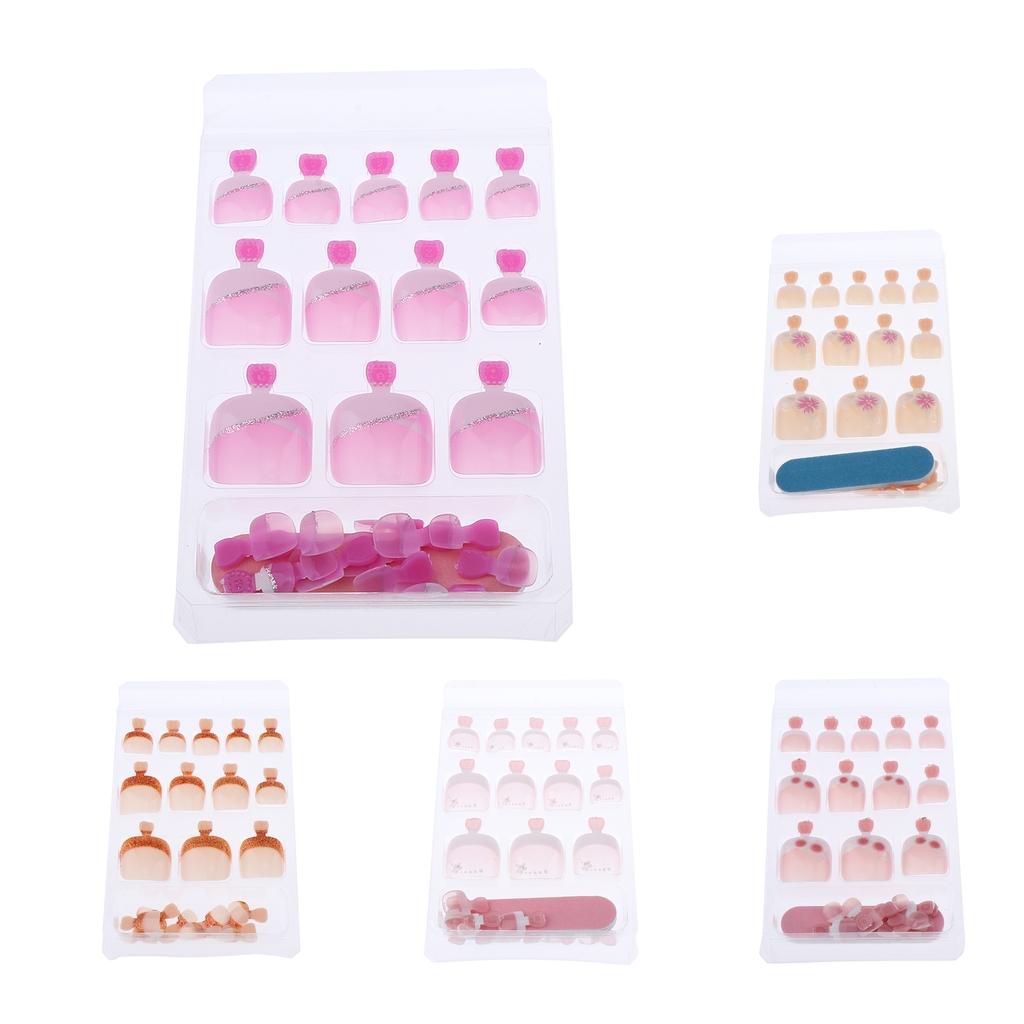 4x24pcs False Toe Nails French Full Toenails Feet Nail Art Fake Decoration HY-TN-4025