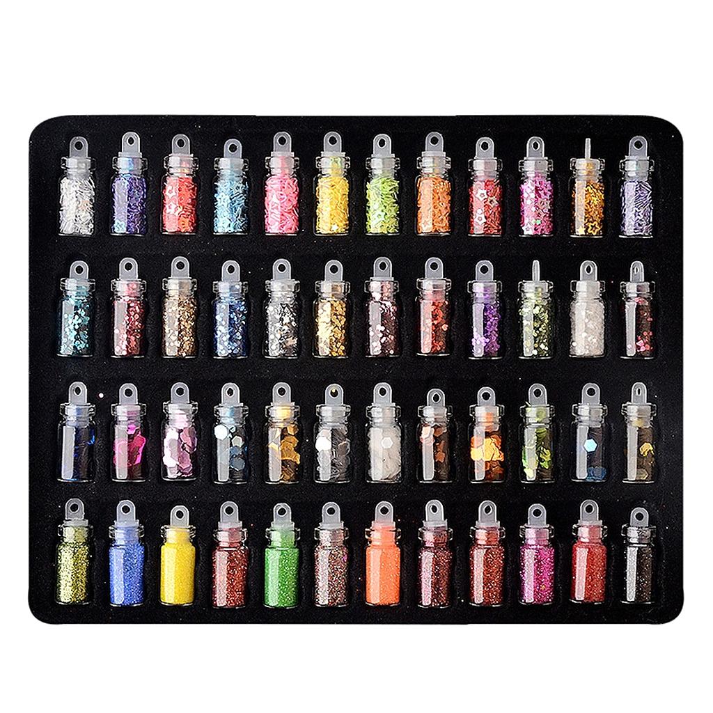 4x48 Bottles DIY Nail Art Glitter DIY Tips Shiny 3D Nails Rhinestones Charms