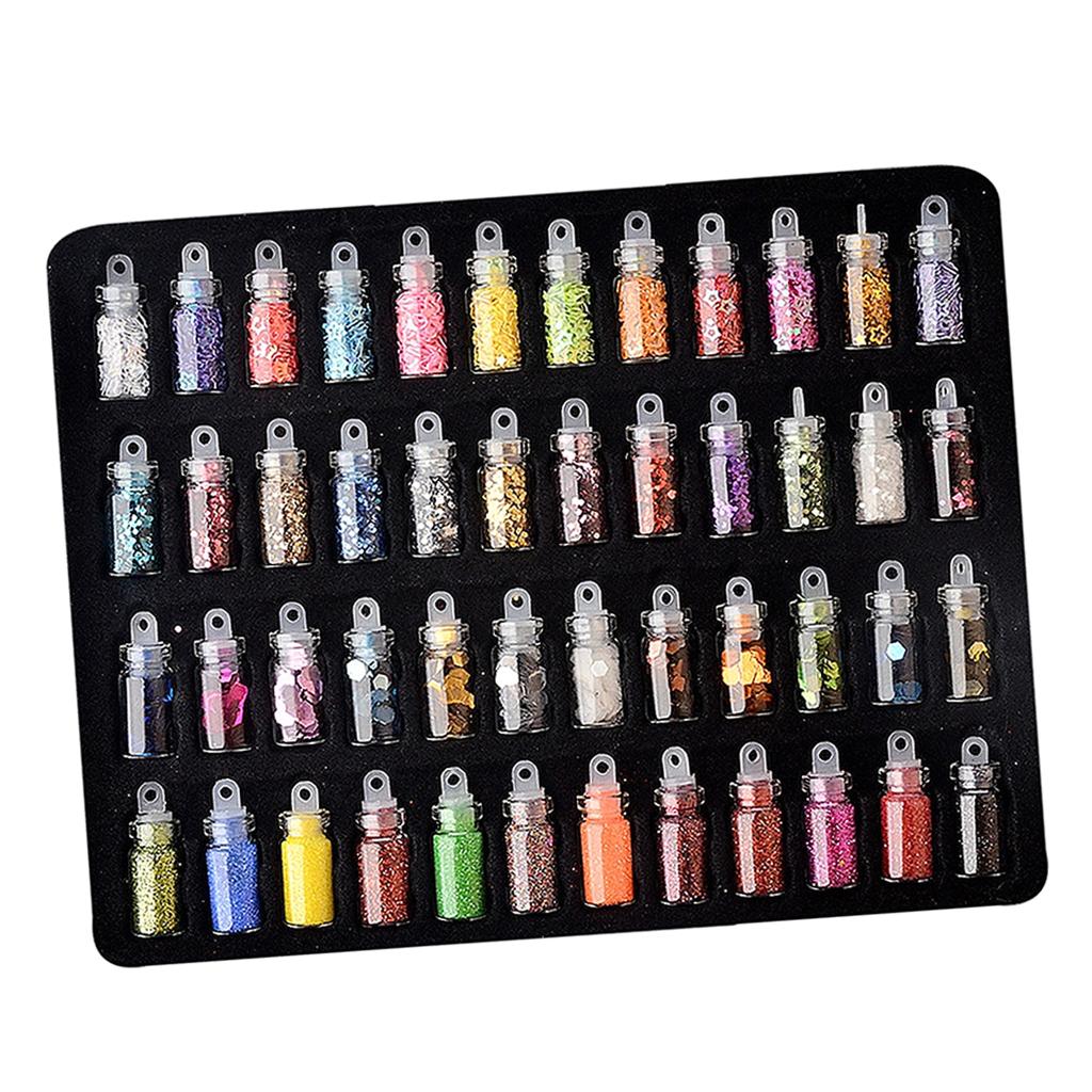 4x48 Bottles DIY Nail Art Glitter DIY Tips Shiny 3D Nails Rhinestones Charms