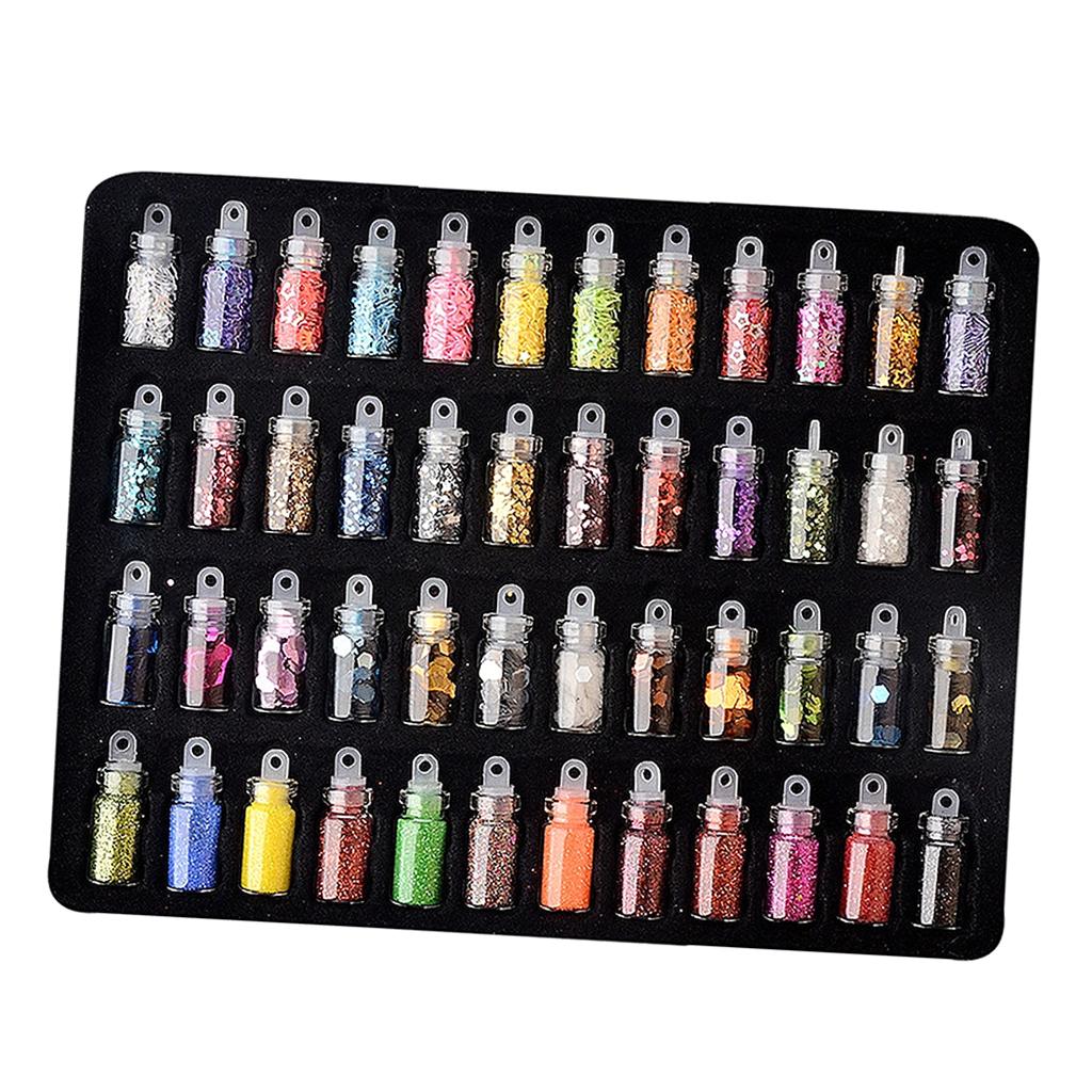 4x48 Bottles DIY Nail Art Glitter DIY Tips Shiny 3D Nails Rhinestones Charms