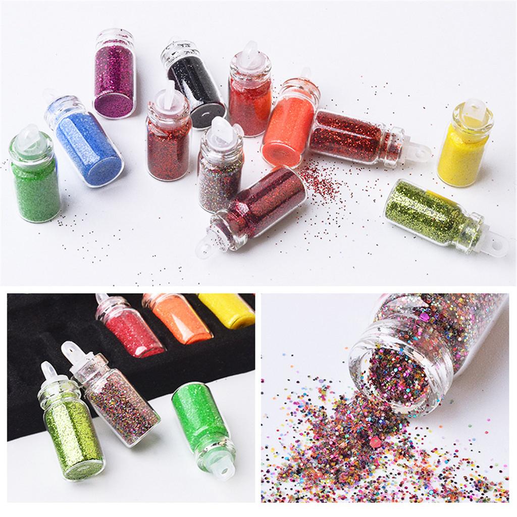 3x48 Bottles DIY Nail Art Glitter DIY Tips Shiny 3D Nails Rhinestones Charms