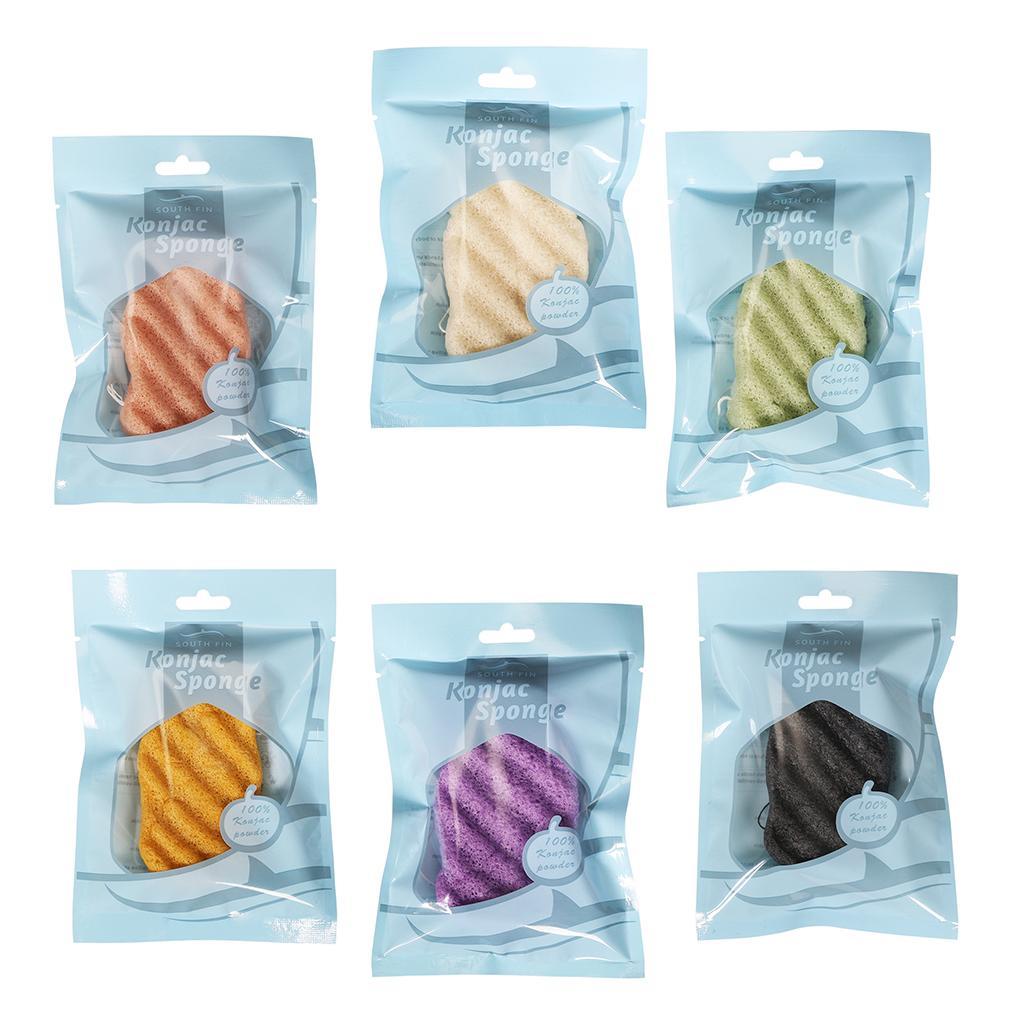 100% Natural Konjac Soft Puff Face Body Wash Cleansing Sponge 6pcs