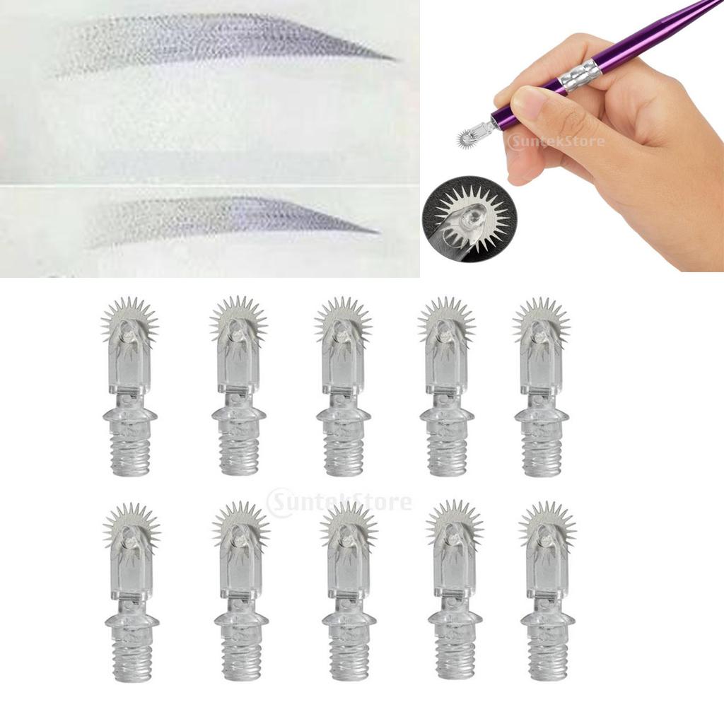 10pcs Roller Eyebrow Microblading Needles Eye Brow Tattoo Blades Makeup Tool