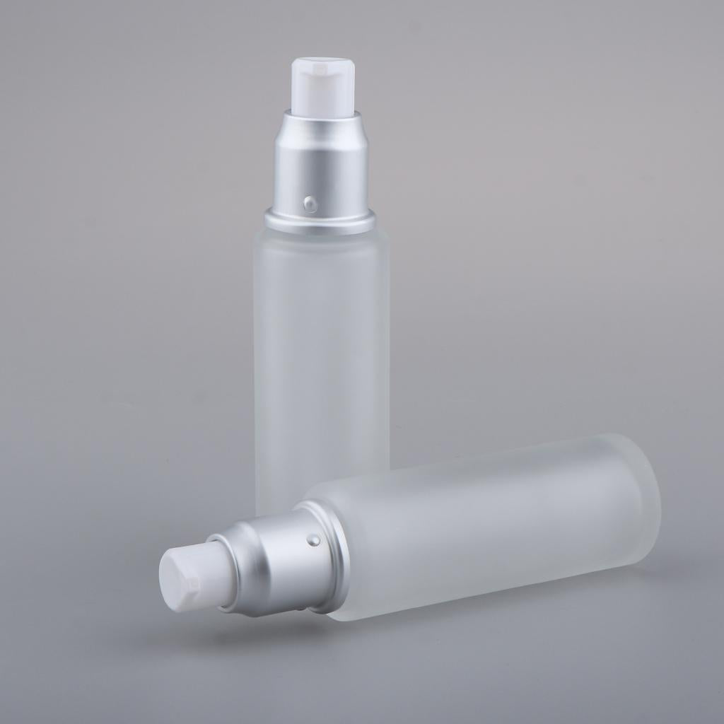 3x2Pcs Empty Glass Bottles Cosmetic Makeup Travel Lotion Containers 50ml Pump