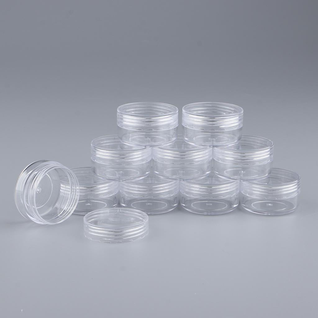 2x10x Empty Round Clear Makeup Jar Pot Powder Travel Cream Cosmetic Container 10g(A)